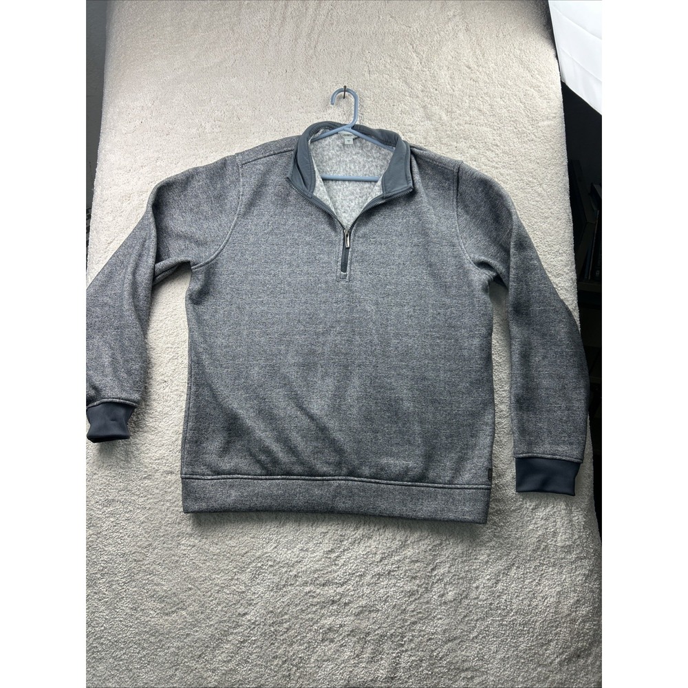 Ashworth 1/4 Zip Pullover Gray Fleece Lined Pattern Men's Large Heavy Warm